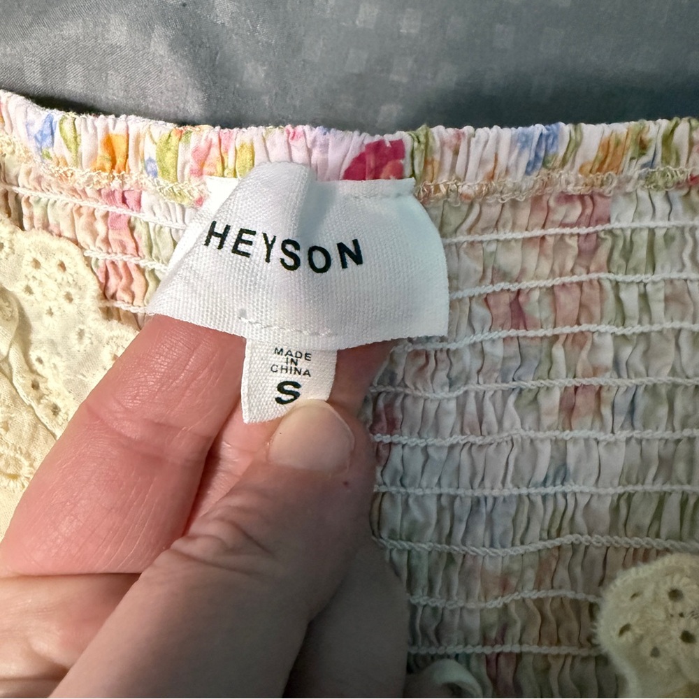 heyson patchwork mini dress size small Floral & L… - image 2